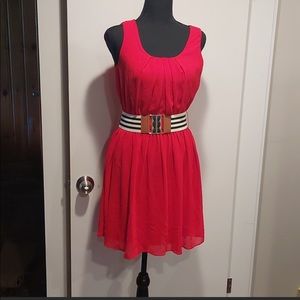 BCX sleeveless red belted chiffon dress  Size XL